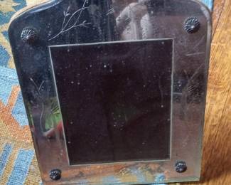 Art Deco Etched Glass and Metal Picture Frame