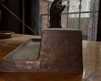 Bronze Figural Ashtray by P. Tereszczuk depicting a Woman with Chicks