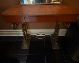 Art Deco Console Table with Drawer and Scrollwork Base