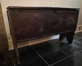 Antique Carved Oak Blanket Chest on Legs