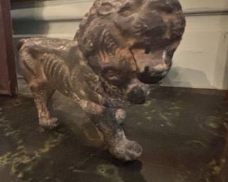 Antique Bronze Lion Figurine