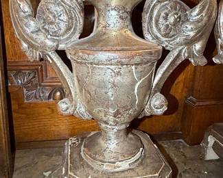 Ornate Pedestal Urn with Giltwood Accents