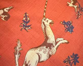 Drake's Unicorn Print Wool-Silk Scarf