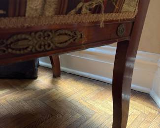 Egyptian Revival Dragon Motif Upholstered Side Chair