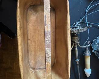 Antique Painted Leather Fire Bucket with European City Scene