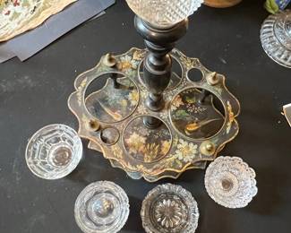 Victorian Aesthetic Movement "Whatnot" Stand with Crystal Inserts
