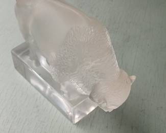 Lalique "Bison" or "Buffalo" Crystal Paperweight