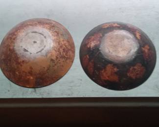 Pair of Art Deco Copper Bowls with Figural Relief