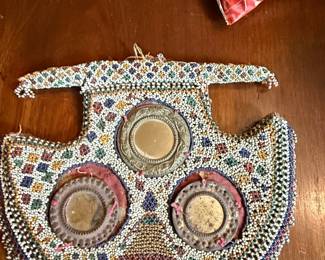 Vintage Beaded Mirror Amulet - Kuchi Tribal