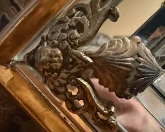 Vintage Eight-Pointed Star Mirror with Giltwood Frame and Decorative Appliqués