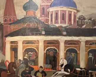 Russian Winter Scene Painting by Boris Kustodiev