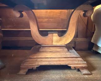 Antique Empire Style Mahogany Lyre Base Game Table