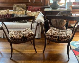 Neoclassical Style Carved Wood Armchair with Animal and Face Motifs, possibly Thomas Hope style