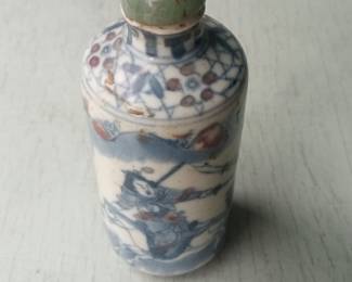 Chinese Porcelain Snuff Bottle with Warrior Scene