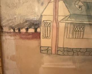 Watercolor House Portrait with Monogram