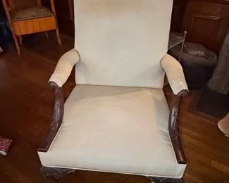Queen Anne Style Mahogany Armchair with Claw and Ball Feet