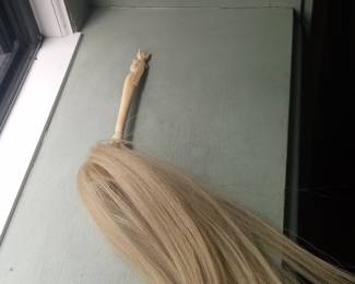 Egyptian Revival Figural Cosmetic Brush Handle with Hair