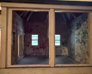 Vintage Wooden Dollhouse on Stand