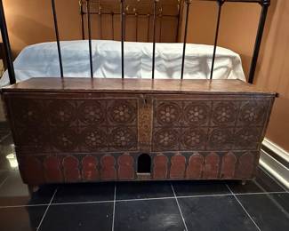 Vintage Moroccan Painted Dowry Chest