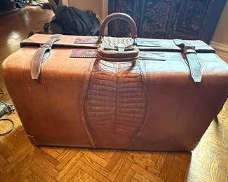 Vintage Alligator and Leather Gladstone Bag