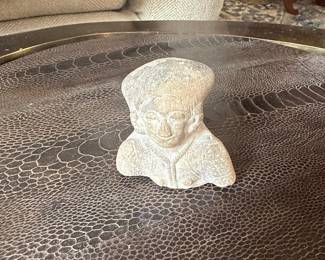 Maghreb Soapstone Warrior Sculpture, Vintage Hand Carved