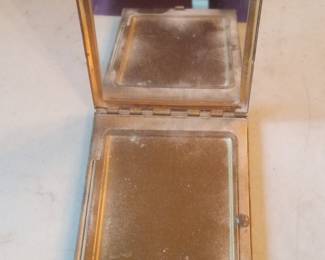 Vintage Art Deco Compact Case with Hand and Flower Motif