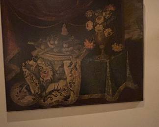 Still Life Painting with Fruit and Flowers