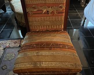 Victorian Etagere with Decorative Carvings and Upholstery