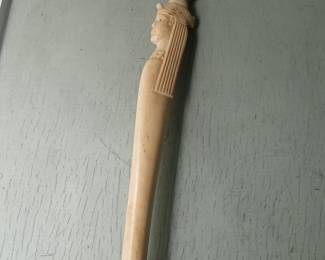 Egyptian Revival Figural Cosmetic Brush Handle with Hair