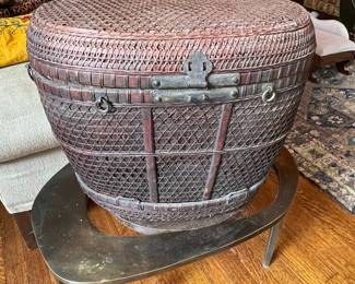 Antique Chinese Wedding Basket with Metal Clasp
