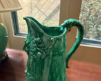 Green Man Face Pitcher