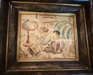 Alex Bauerfuml "The Reader" Watercolor Painting