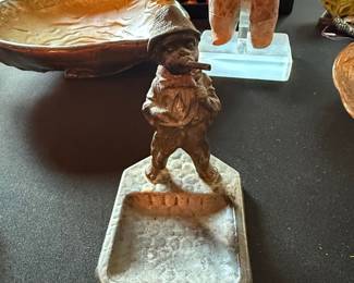 Vintage Austrian Nodder Bobble Head Ashtray - Man with Cigar