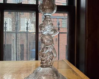 Antique Baccarat Crystal Cherub Candlestick Holder