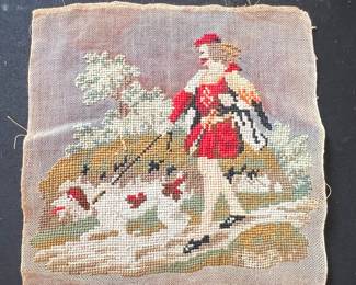 18th Century Needlepoint Panel - Cavalier Figure