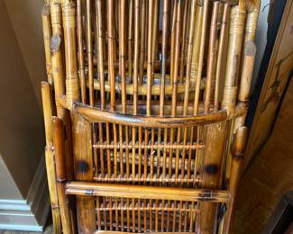 Set of Four Tortoiseshell Bamboo Folding Chairs