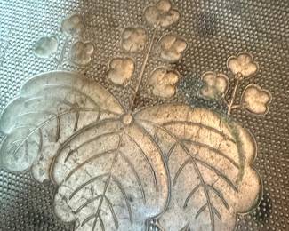 Japanese Bronze Incense Burner Lid with Floral Motif