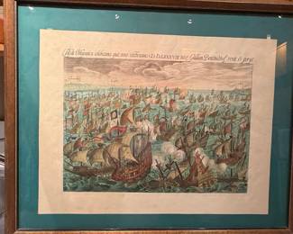 The Spanish Armada Engraving by John Pine