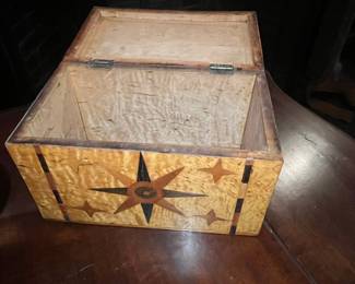 19th Century Star Motif Marquetry Wooden Box