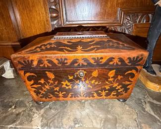 Antique Marquetry Tea Caddy
