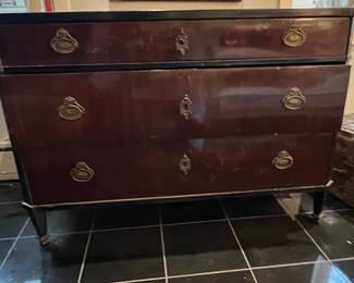 Empire Style Mahogany and Burl Wood Commode