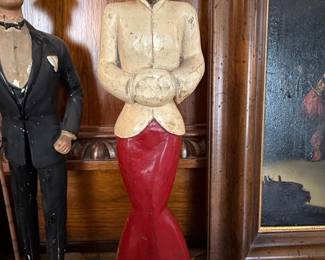 Folk Art Figurine of a Woman in Red Fishtail Skirt