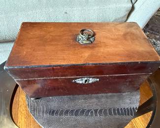 Victorian Wooden Tea Caddy with Metal Liner