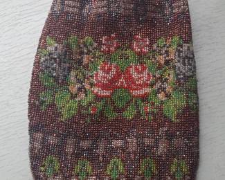 Victorian Beaded Reticule with Floral Motif 