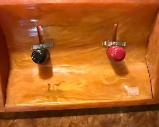 Art Deco Carvacraft Bakelite Inkwell Set