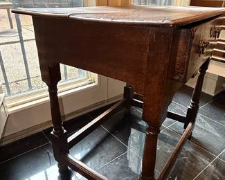 18th Century English Oak Side Table with Single Drawer
