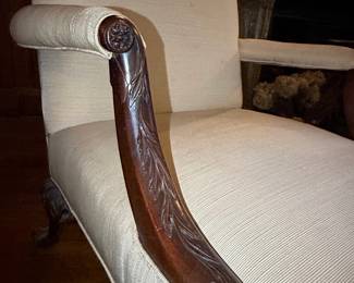 Queen Anne Style Mahogany Armchair with Claw and Ball Feet