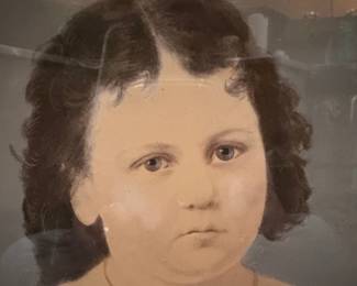 American Folk Art Portrait of a Young Girl