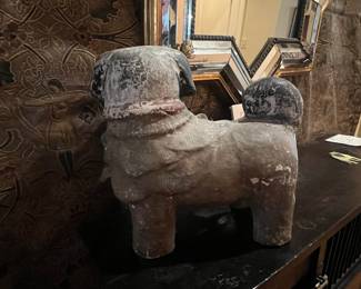 Austrian Painted Terracotta Pug Dog Statue