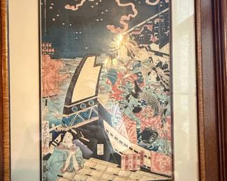 Ukiyo-e Woodblock Print by Utagawa Kuniyoshi - "The Great Battle of Yashima"